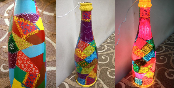 Dipti's creation - Bottle lamp in the making
