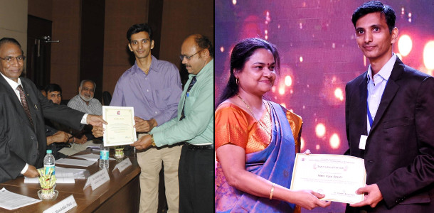Niket Shastri and SCET NSS felicitated in 2015 for Highest number of Thalassemia screening in GTU, Felicitation by Principal SCET Principal Dr. Vaishali Mungurwadi