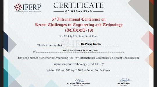 Dr Porag Kalita - IFERP Certificate